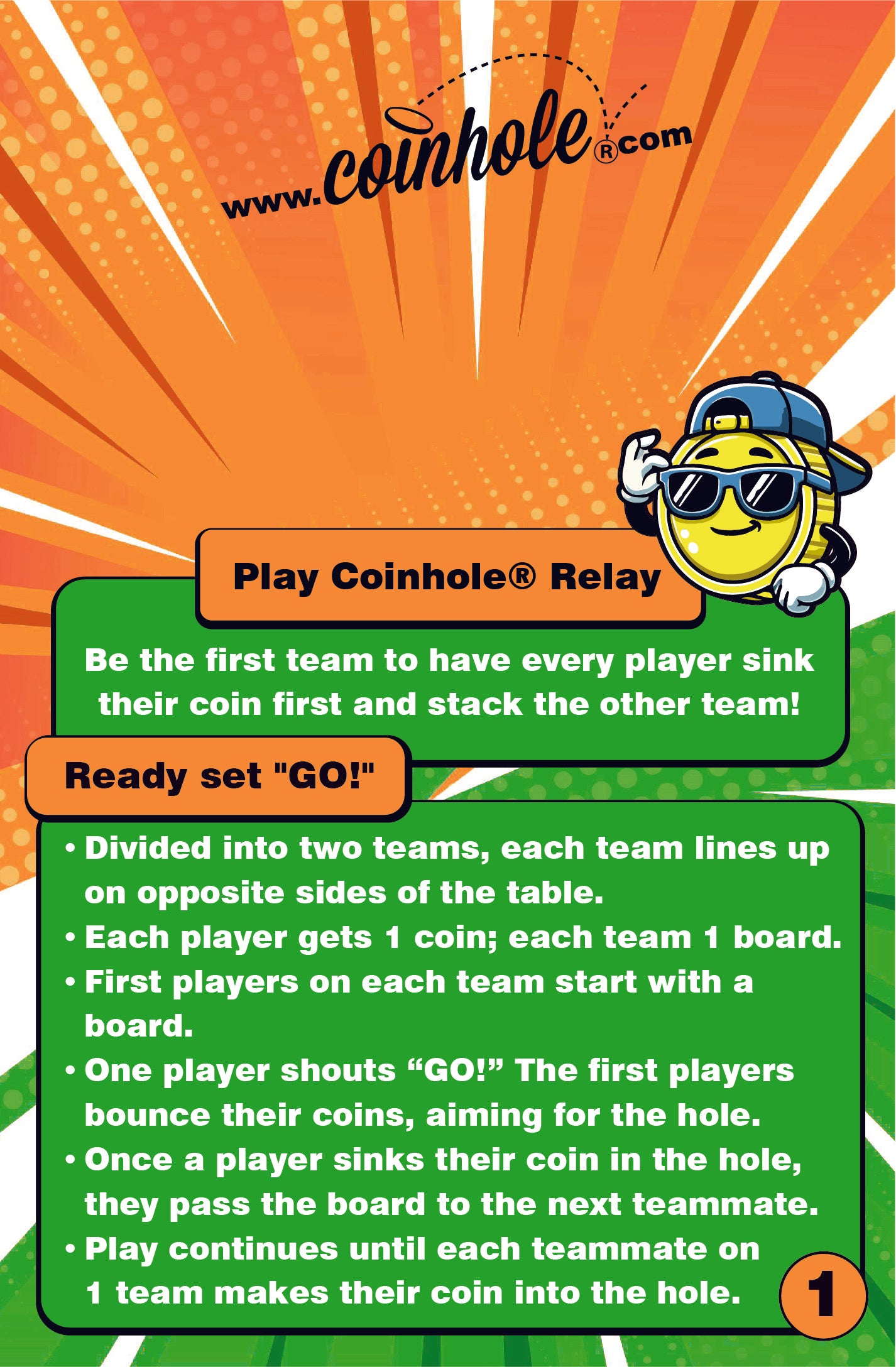 Official Relay Coinhole® Tabletop Game Set