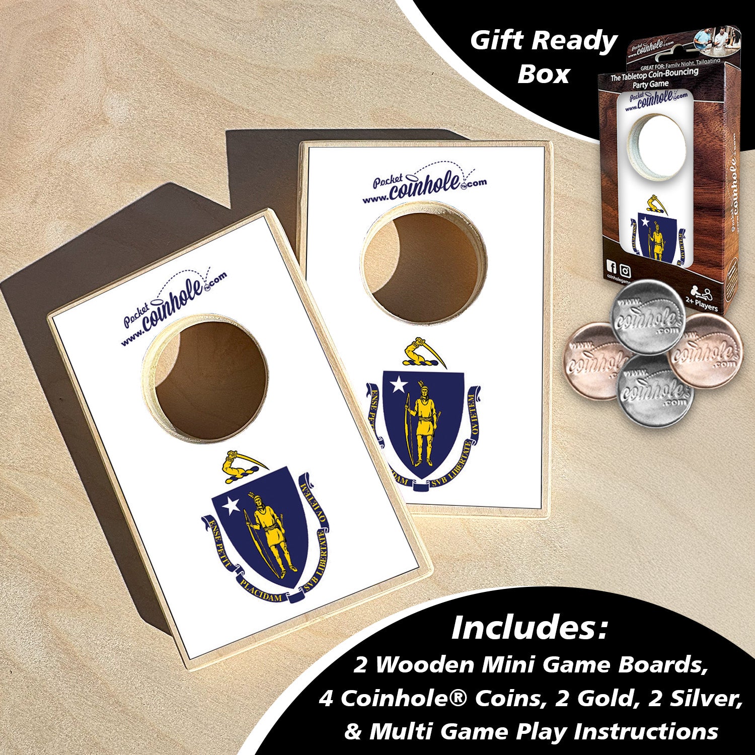 Massachusetts State Flag Coinhole®