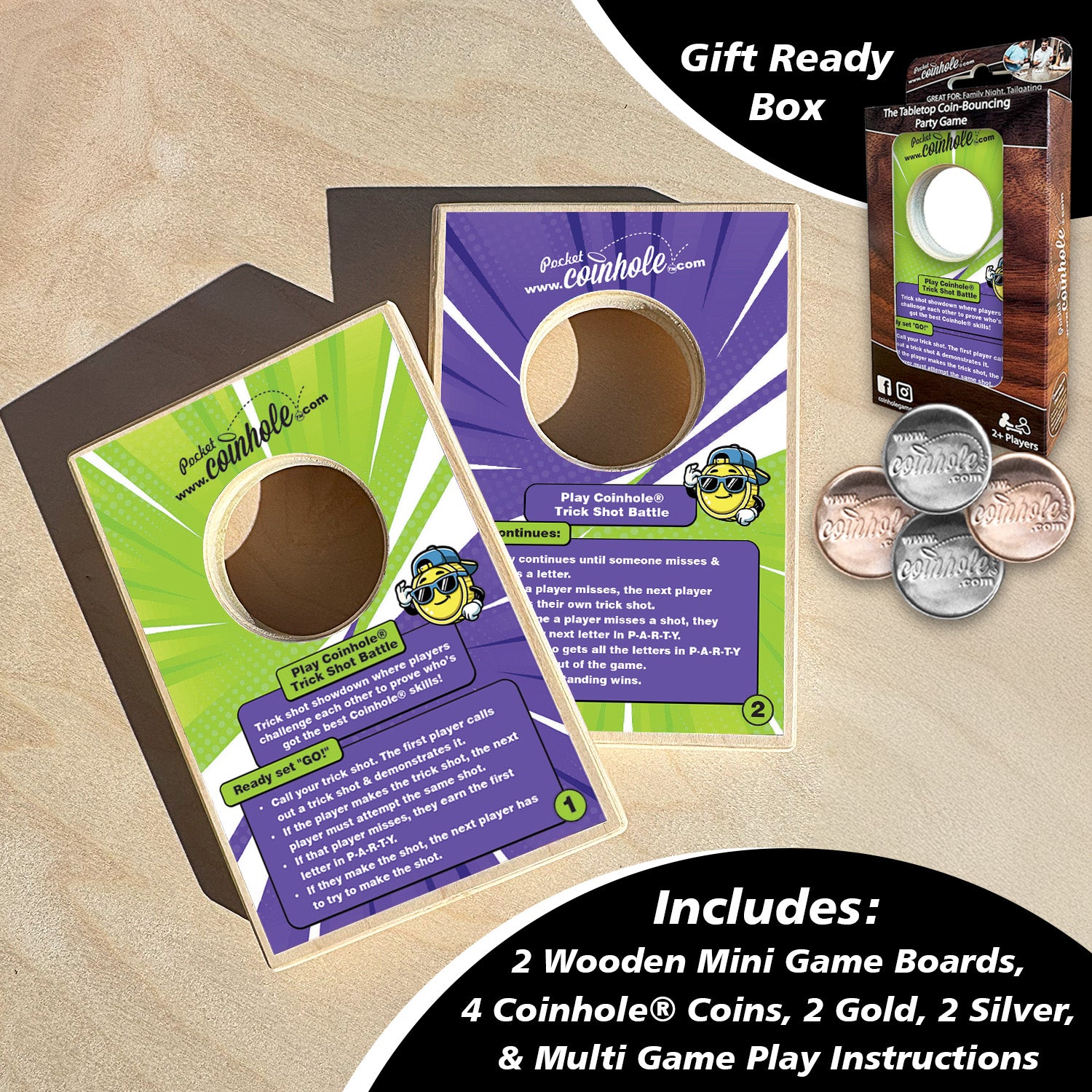 Official Trick Shot Battle Rules POCKET Coinhole®