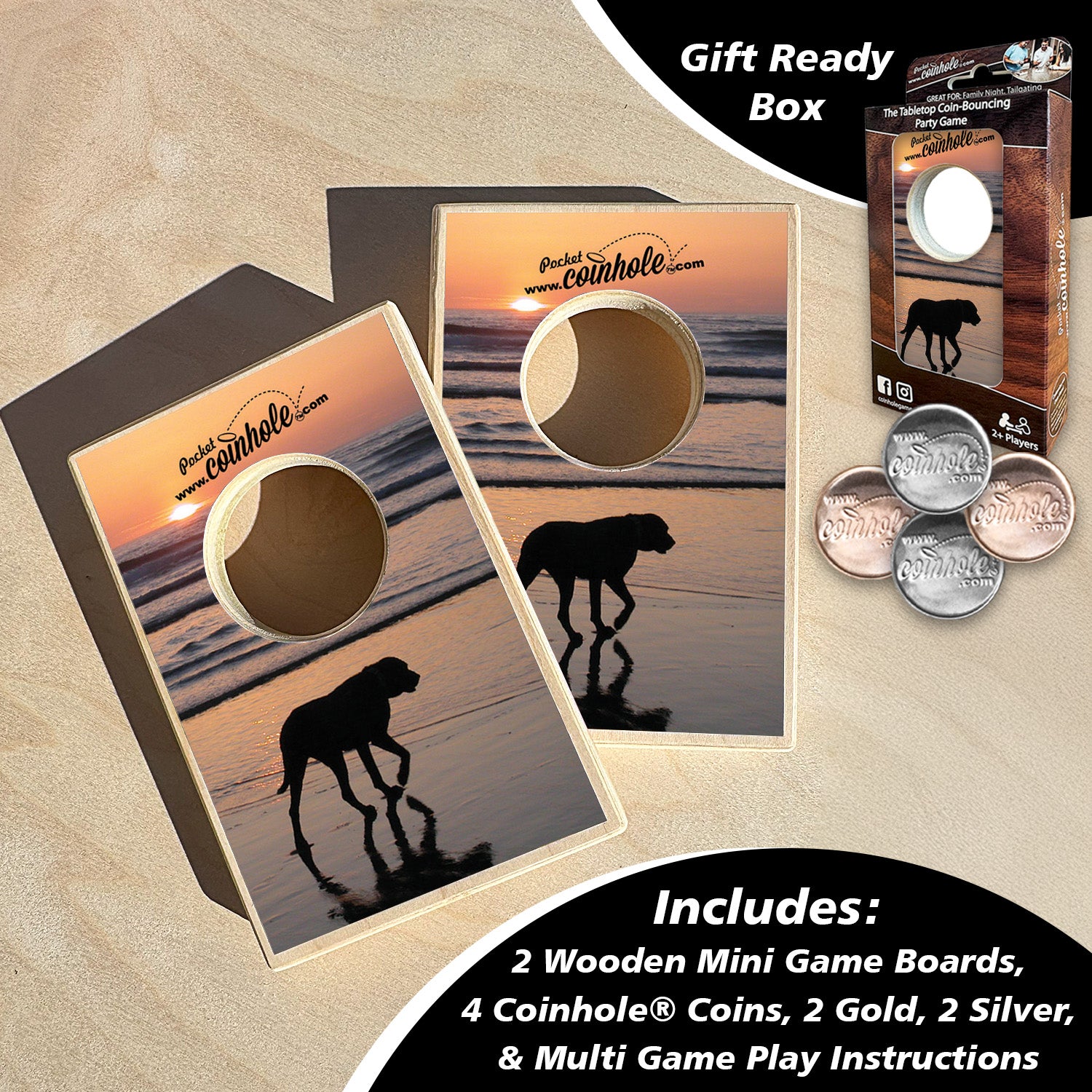 Dog on Beach Coinhole®