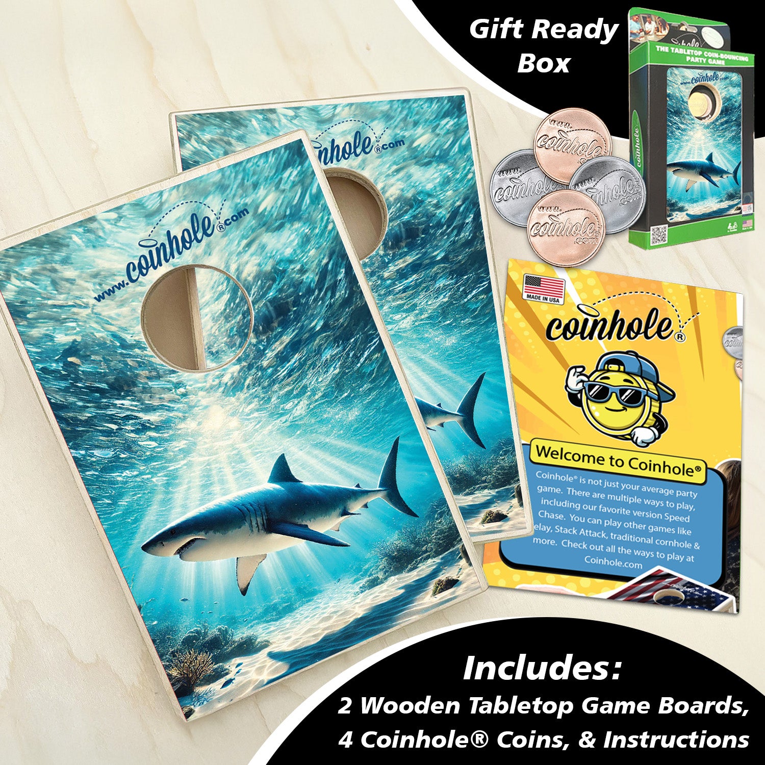 Shark Coinhole® Tabletop Game Set