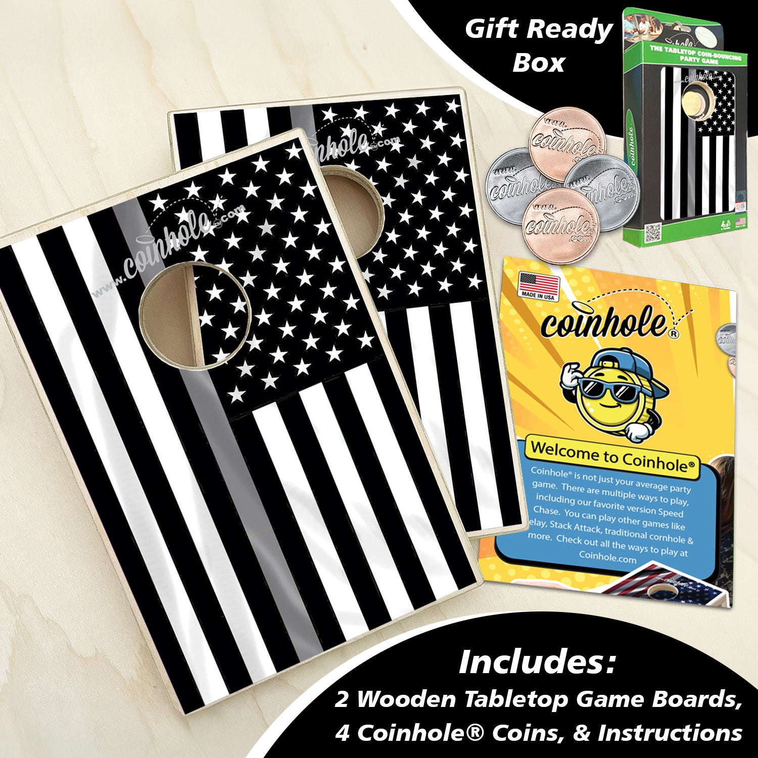 Thin Silver Line Flag Coinhole®