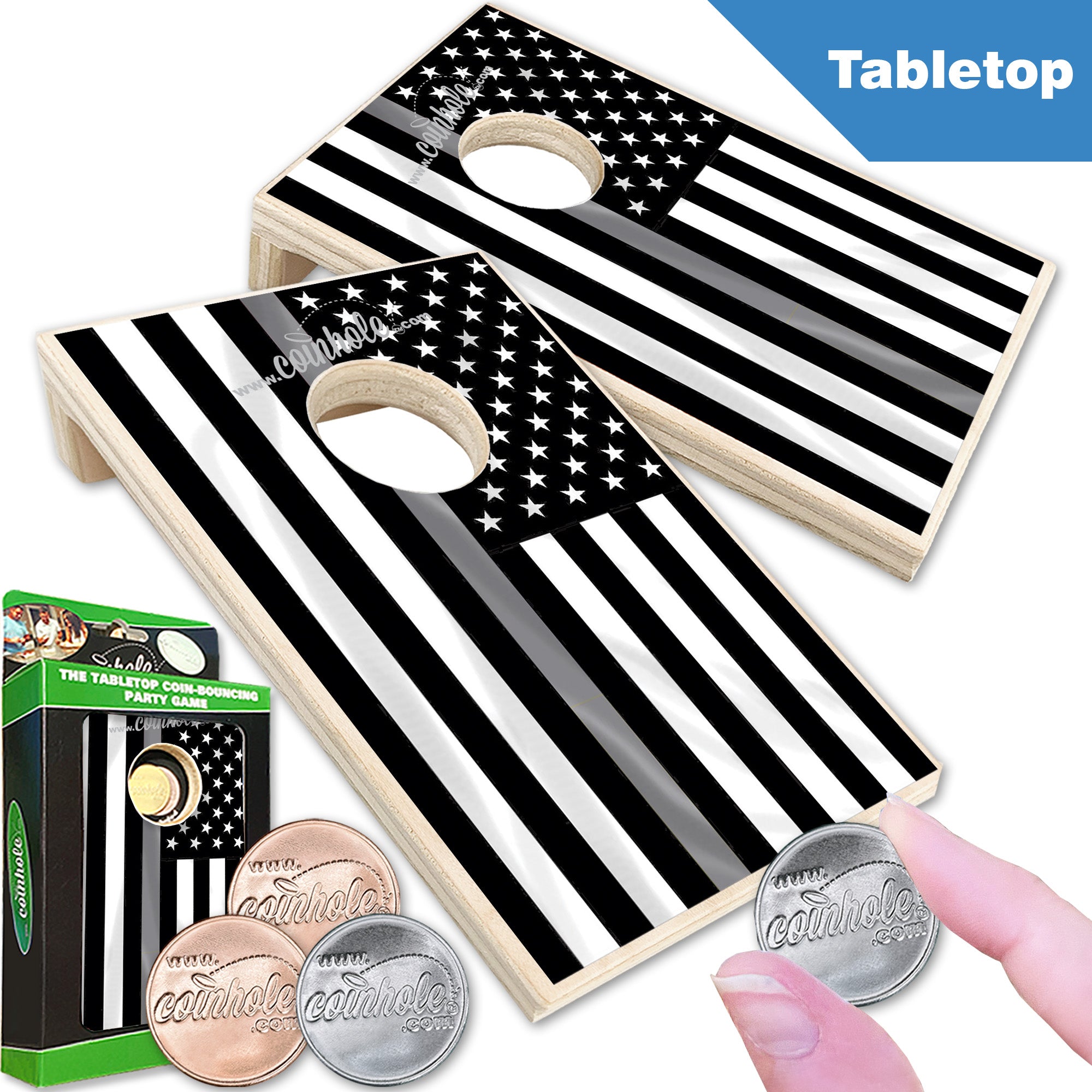 Thin Silver Line Flag Coinhole®