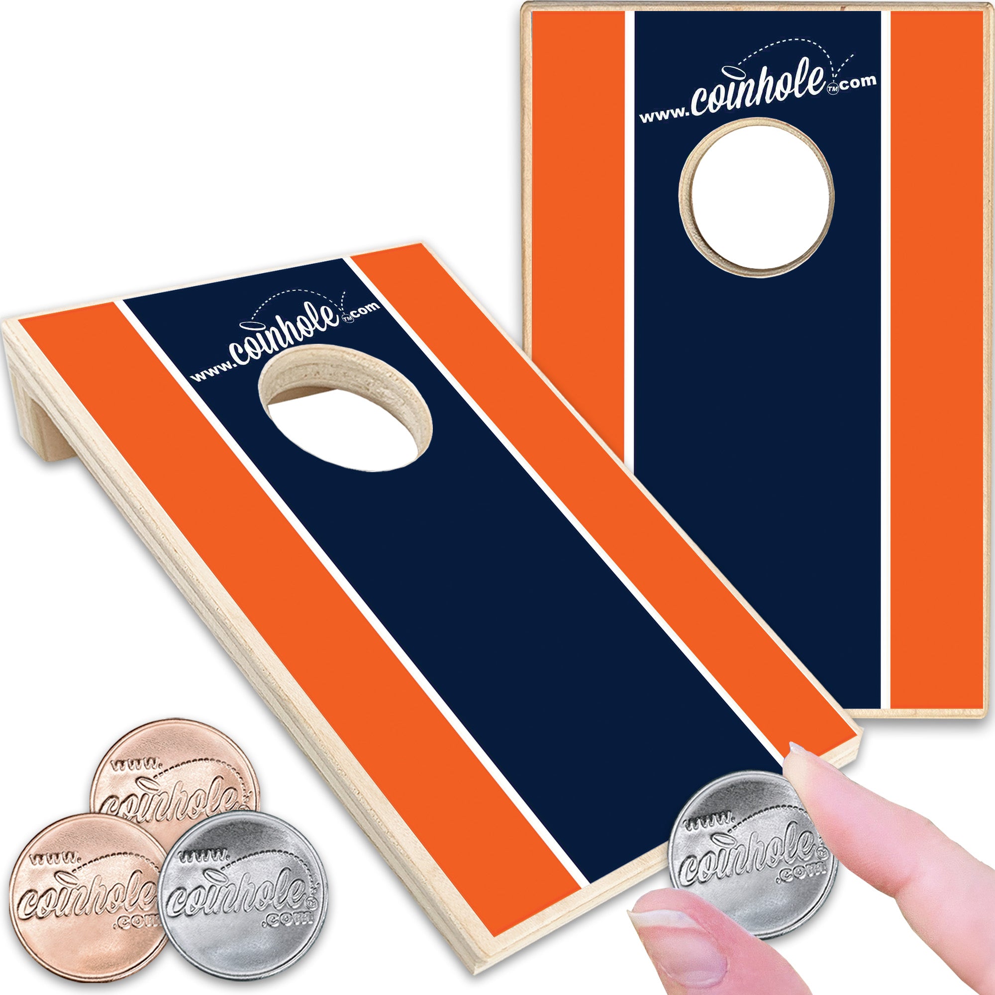 Dark Blue and Orange Stripe Coinhole®