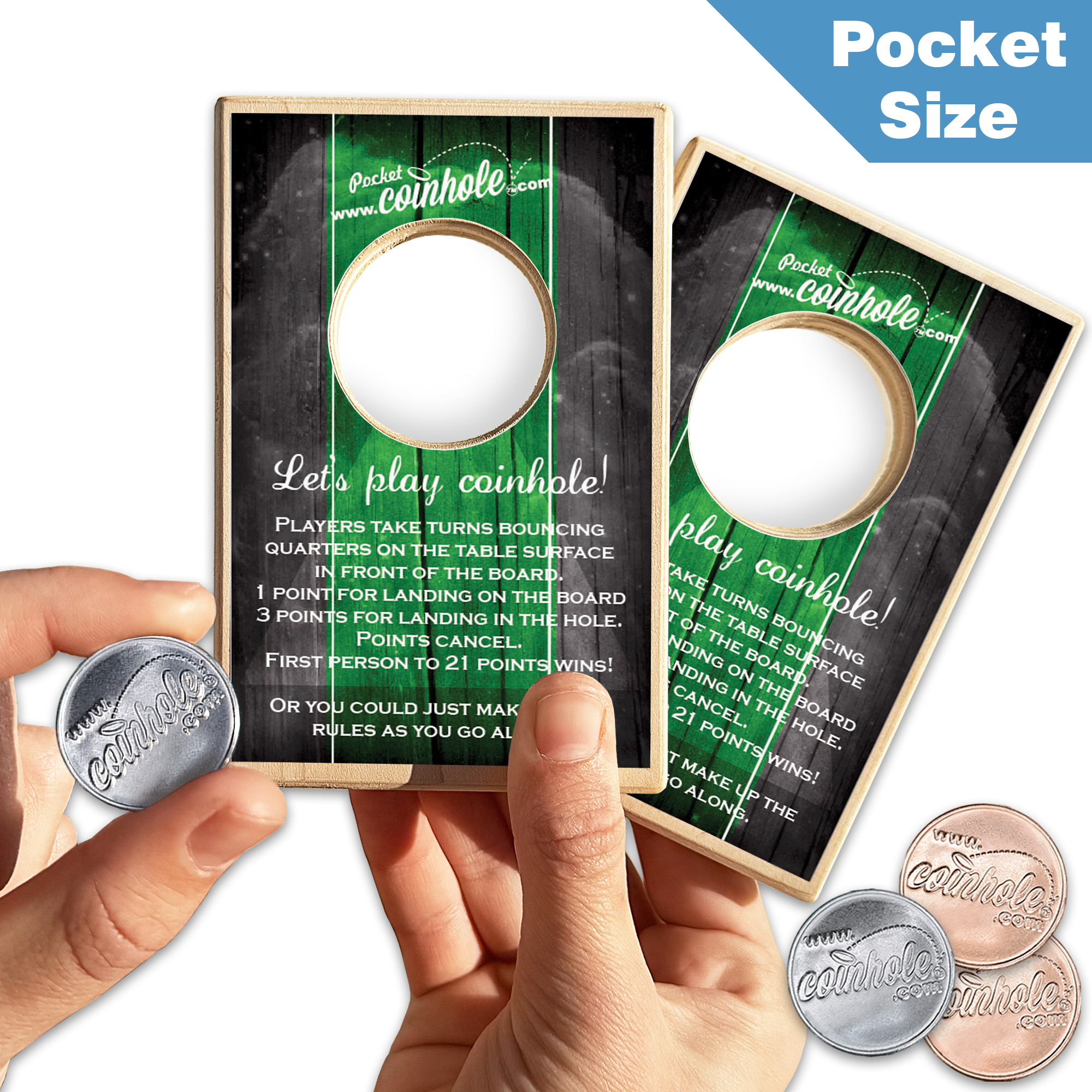 Green and Black Official POCKET Coinhole® (Closeout)