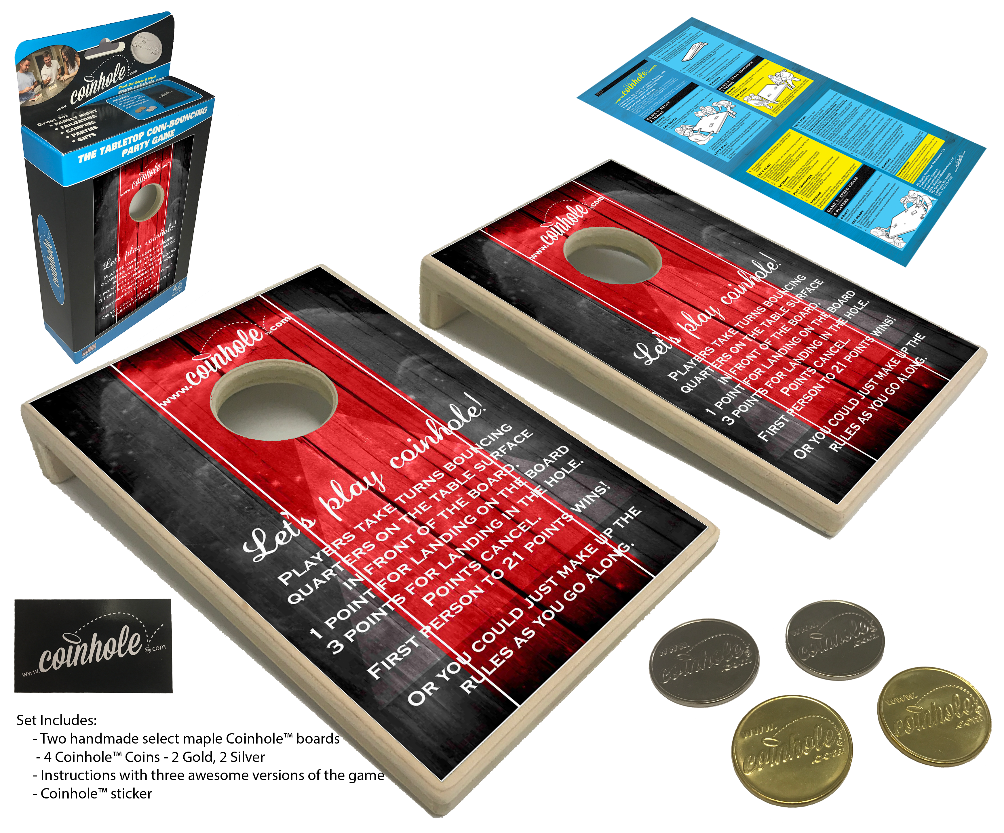 Red and Black Official Coinhole® Tabletop Game Set (Closeout)