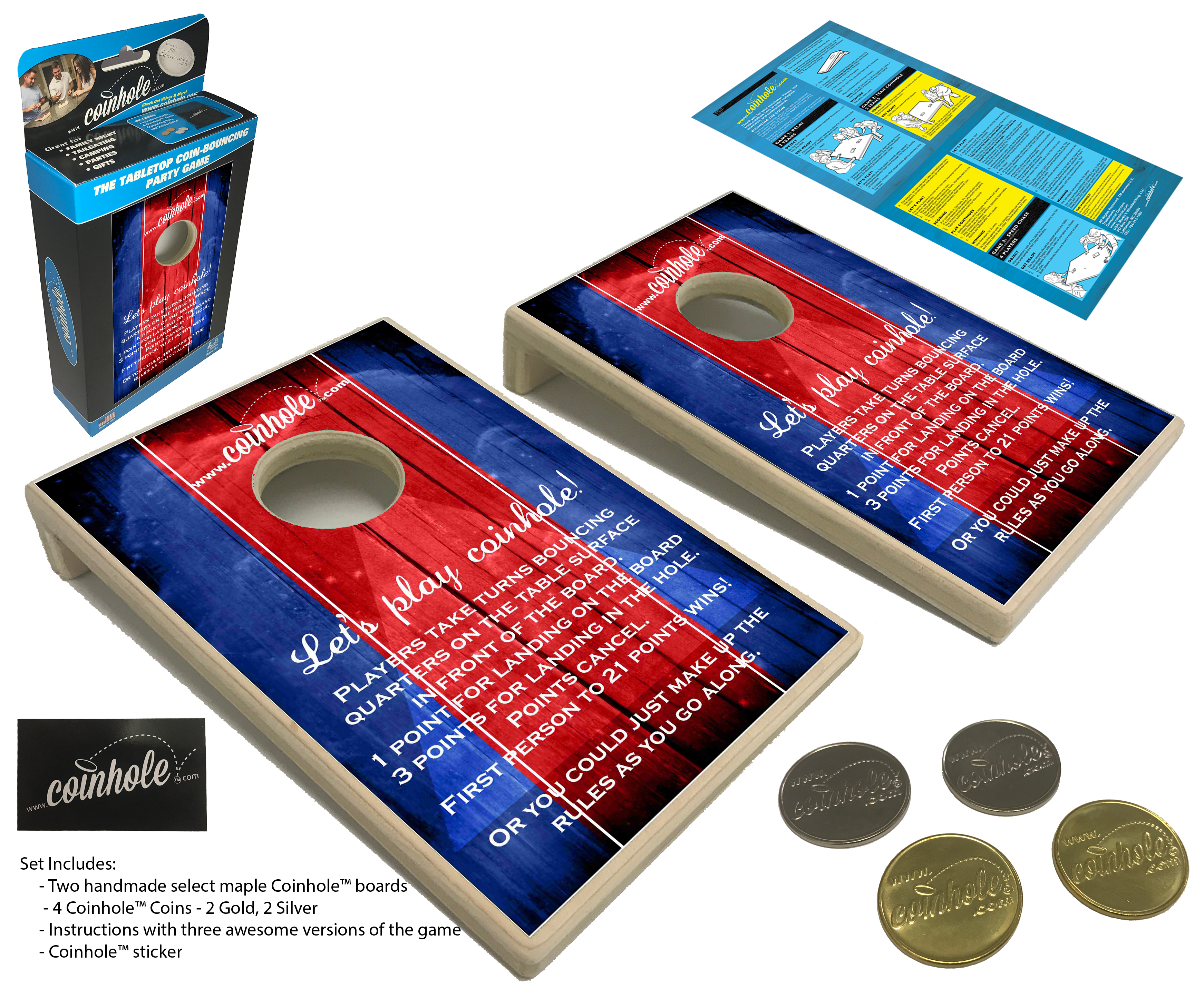 Red and Blue Official Coinhole® Tabletop Game Set (Closeout)