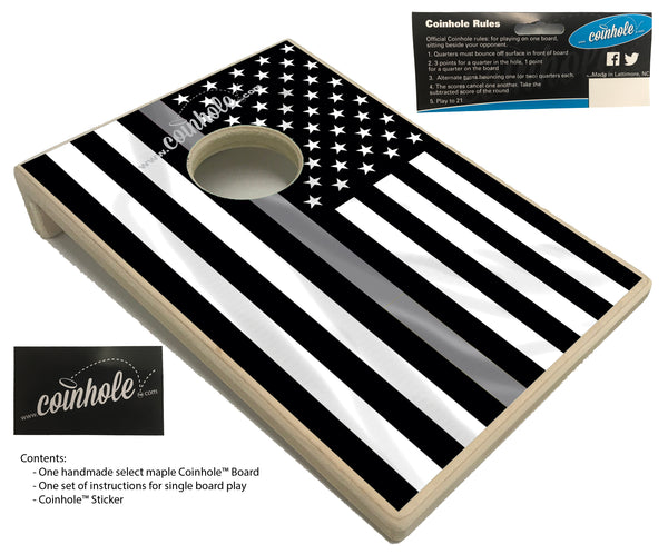 Thin Silver Line Flag Coinhole™ Board