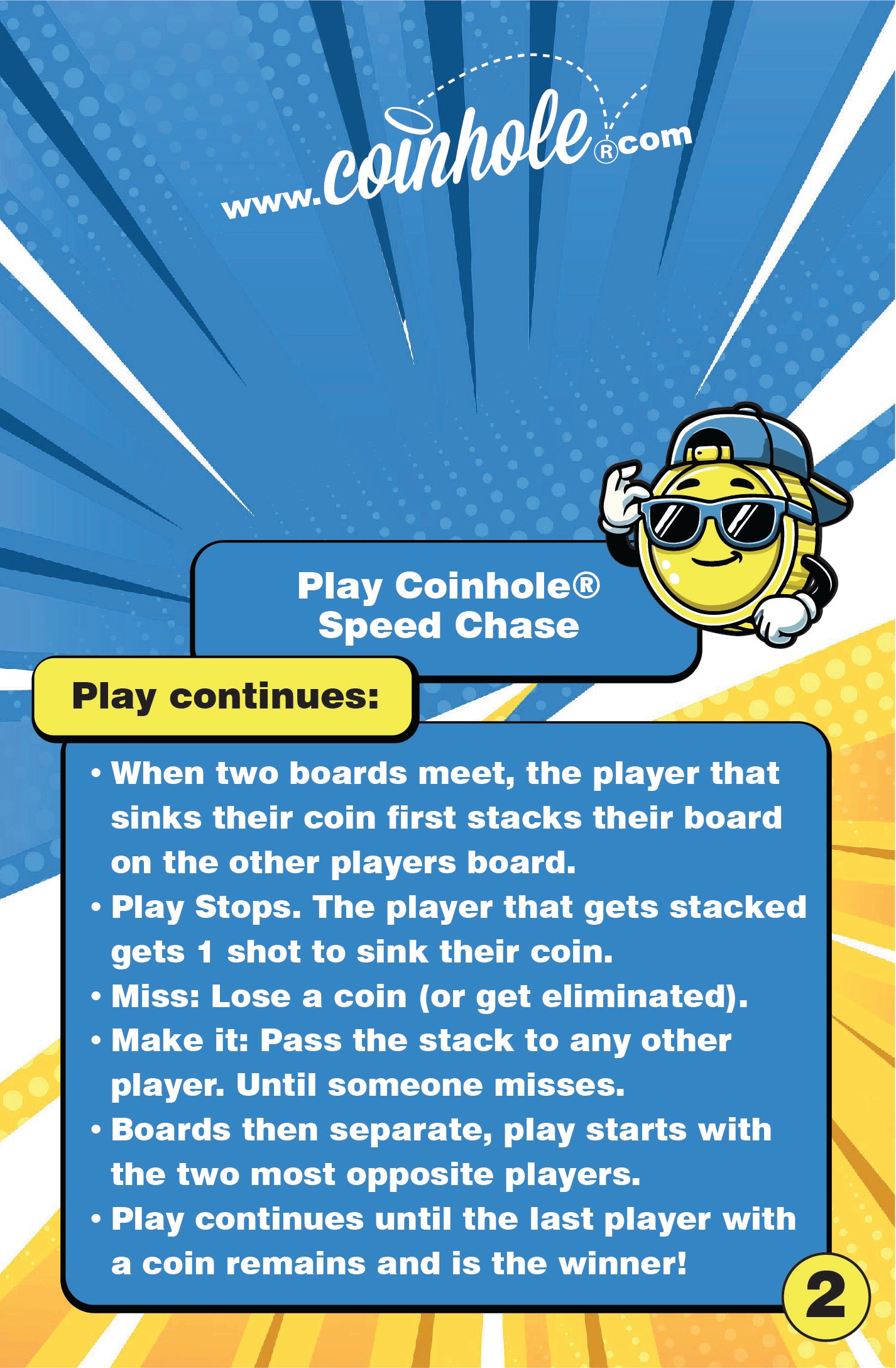 Official Speed Chase Rules Coinhole® Tabletop Game Set