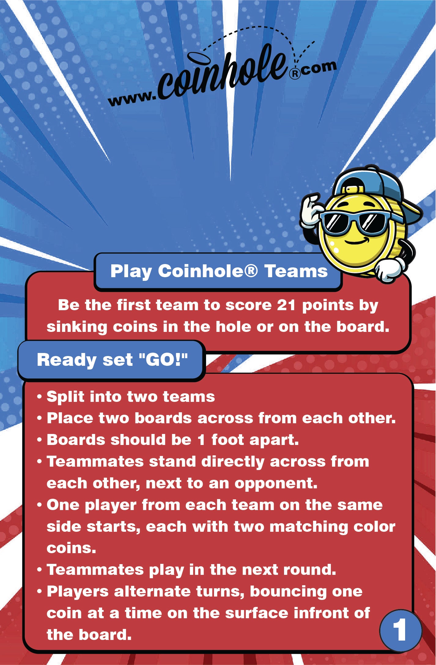 Official Teams Coinhole® Tabletop Game Set