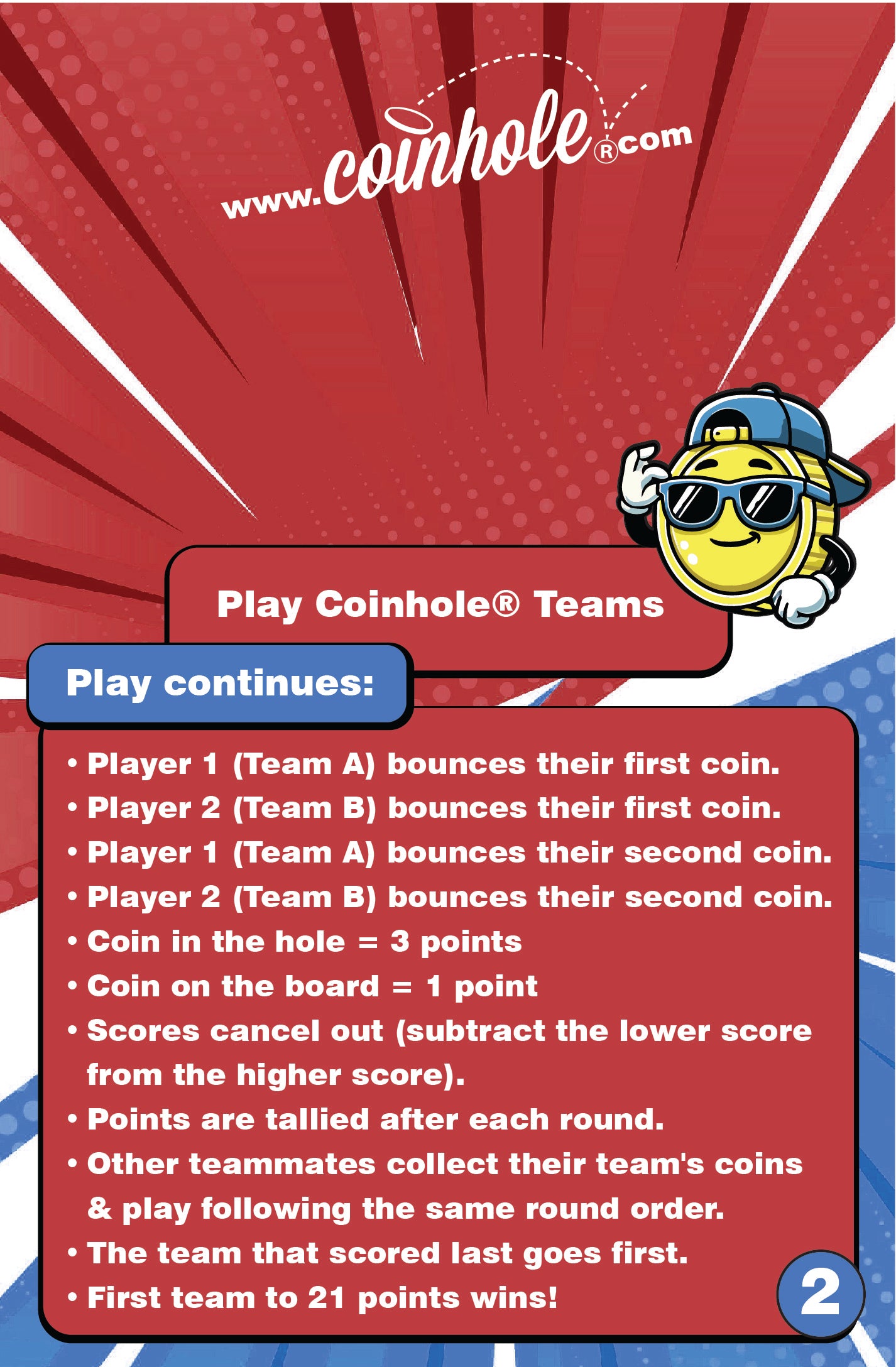 Official Teams Coinhole® Tabletop Game Set