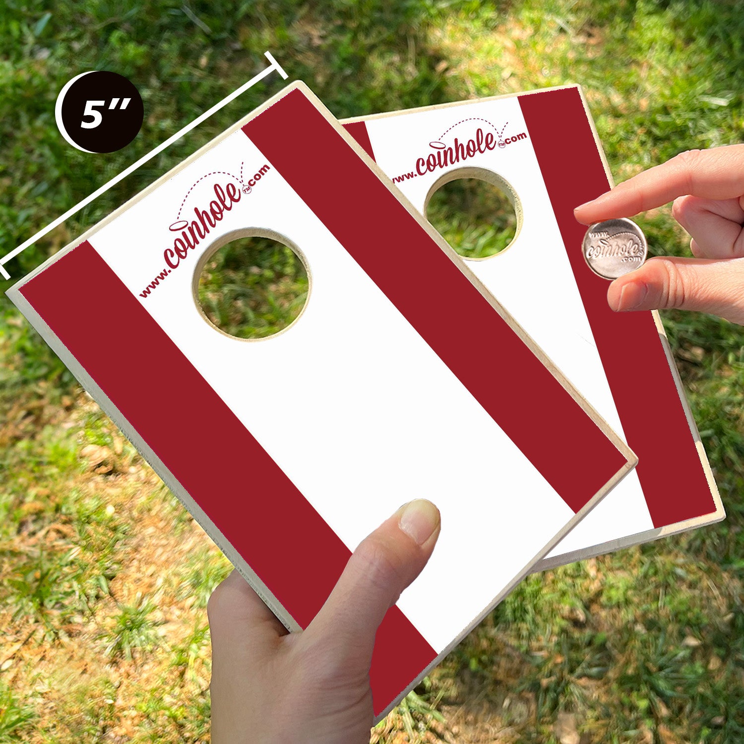 Crimson and White Stripe Coinhole®