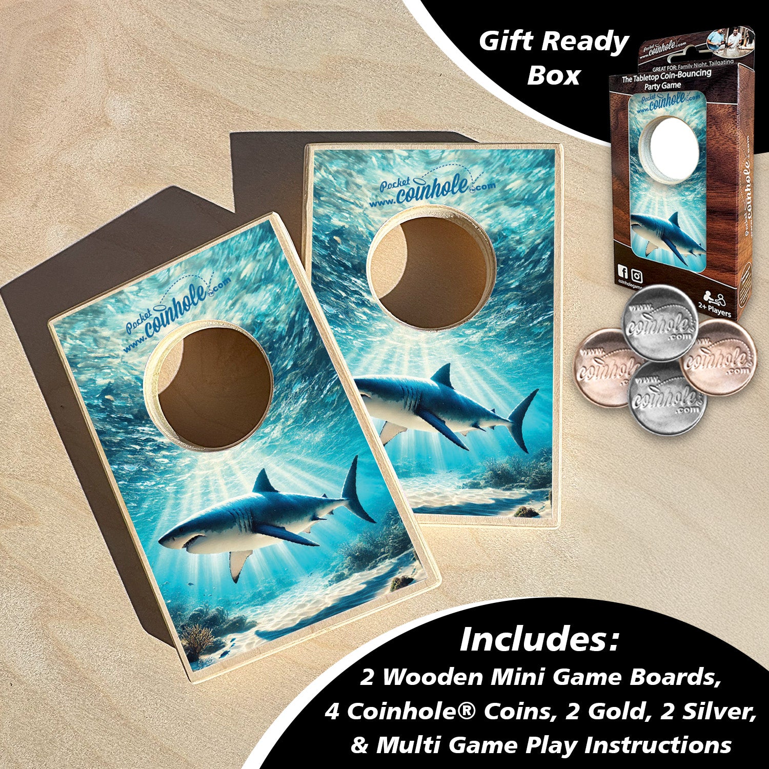Shark Coinhole® Tabletop Game Set