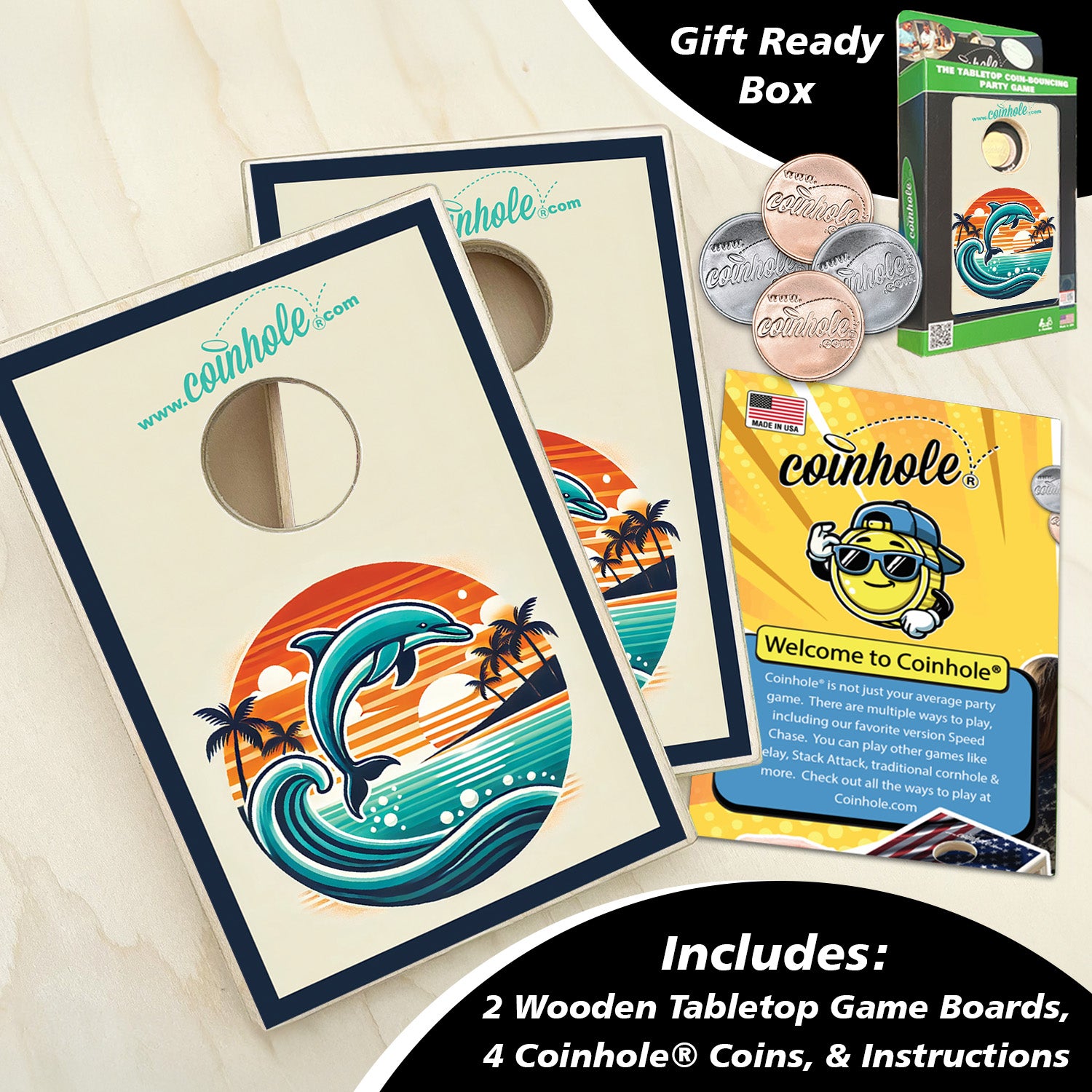 Sunset Dolphin Coinhole®