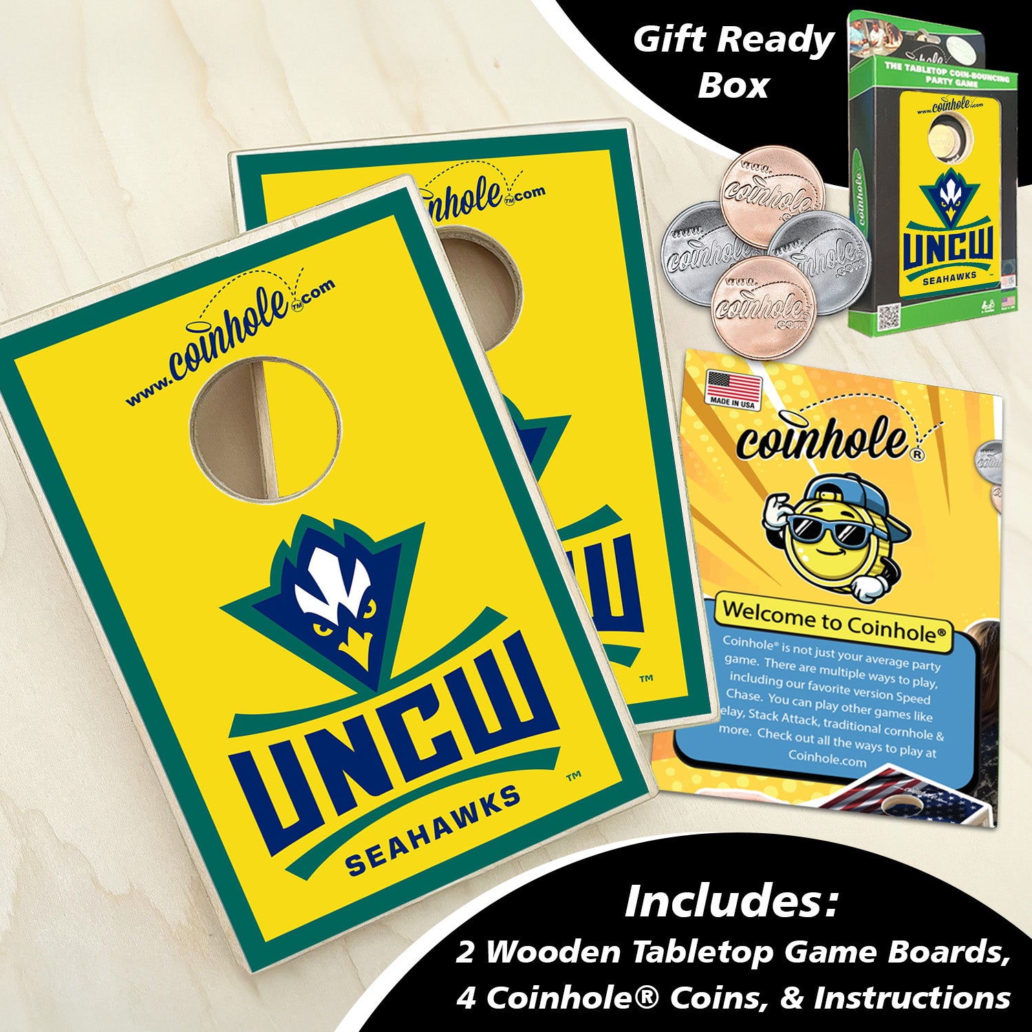 University of North Carolina Wilmington Yellow Coinhole®