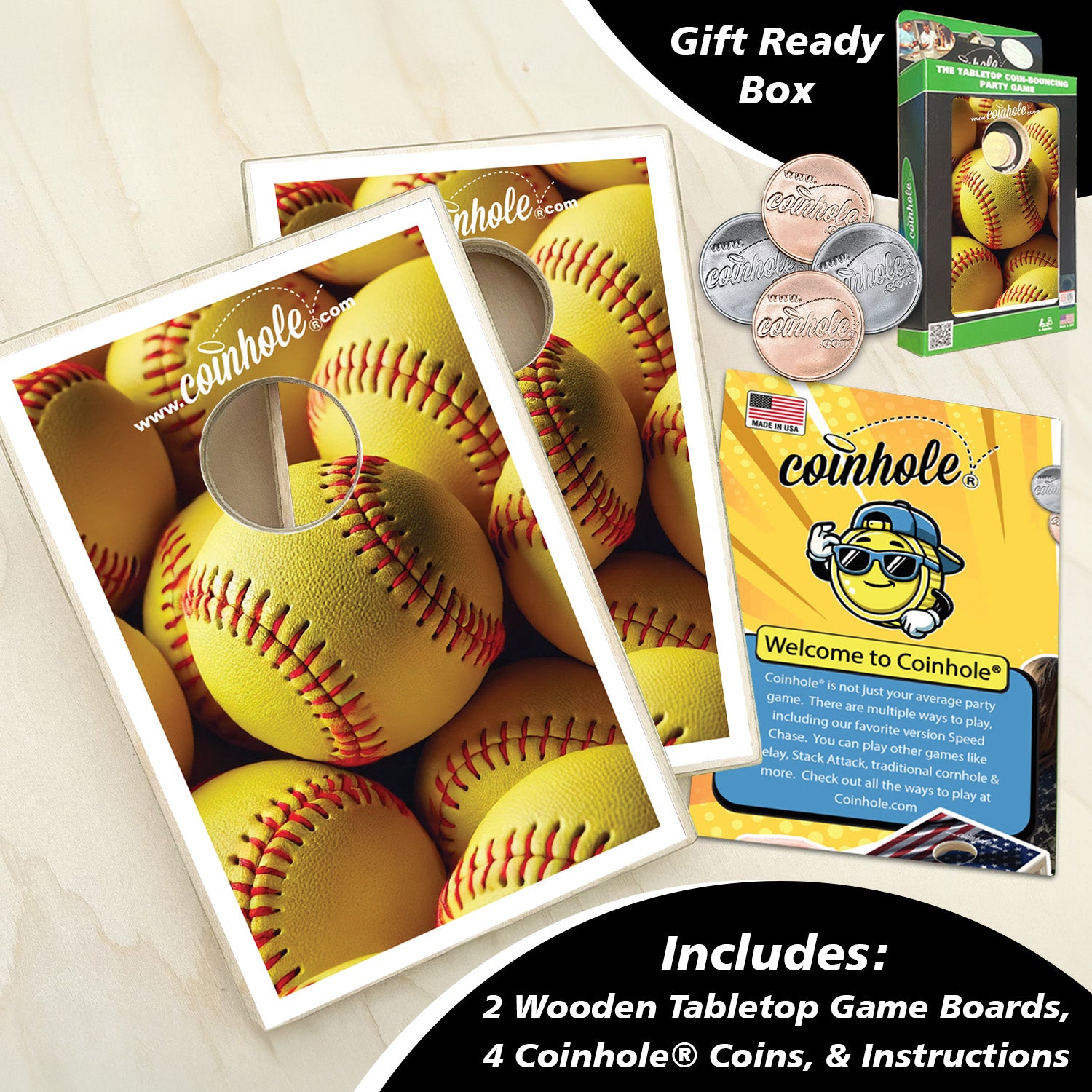 Yellow Softball Balls Coinhole®