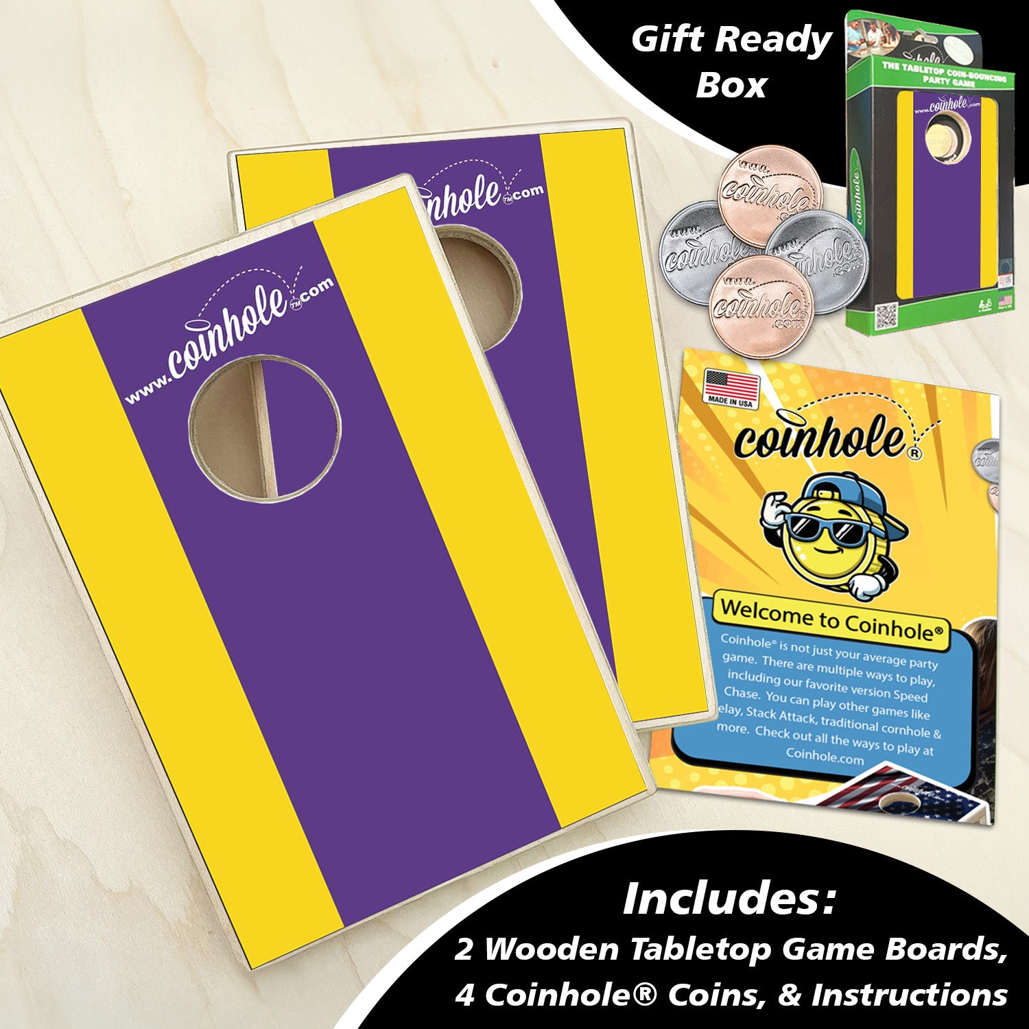 Yellow and Purple Stripe Coinhole®