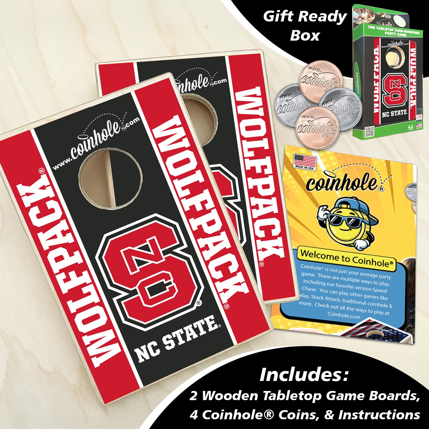 NC State S Black Coinhole®