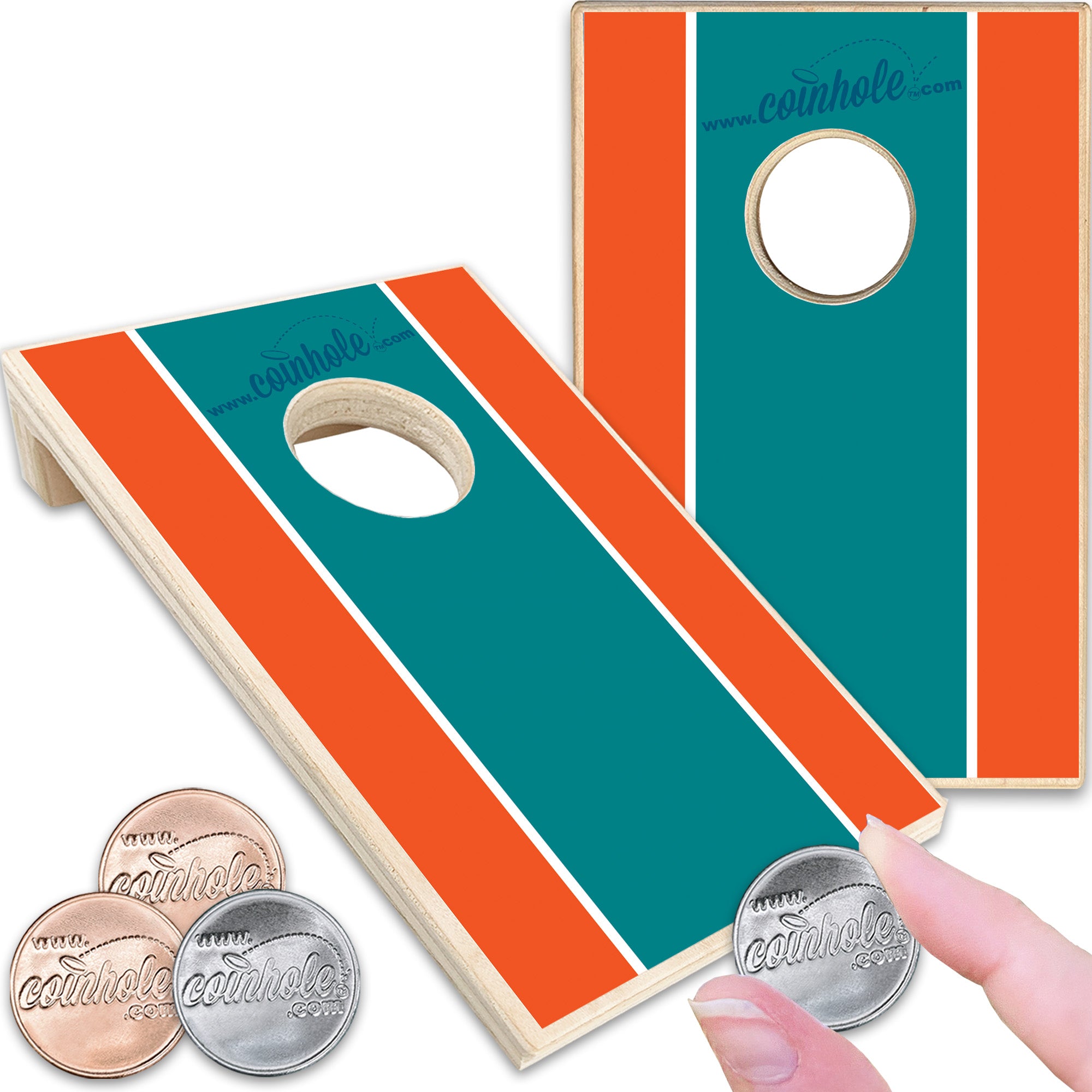 Aqua, Orange, and Blue Stripe Coinhole®