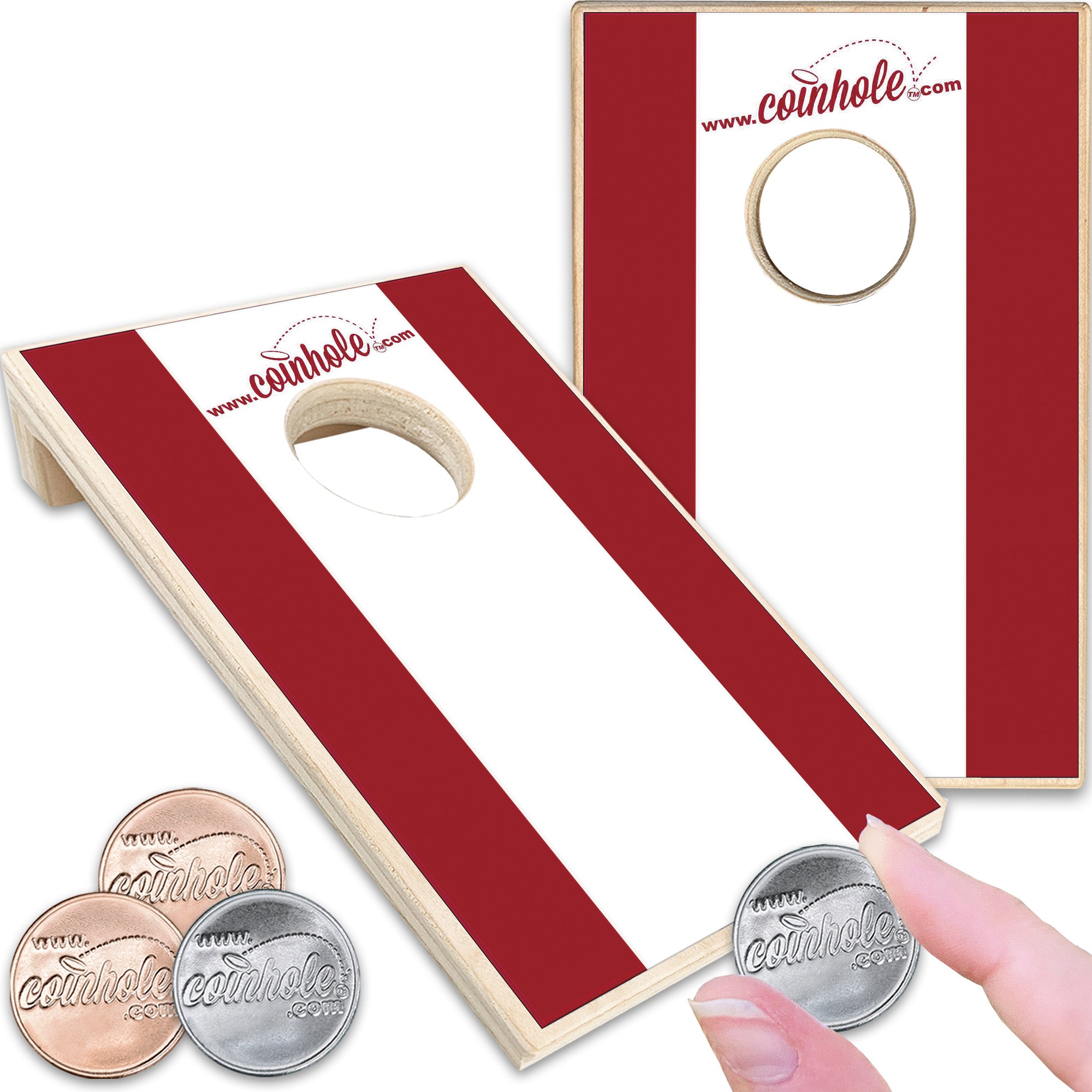 Crimson and White Stripe Coinhole®