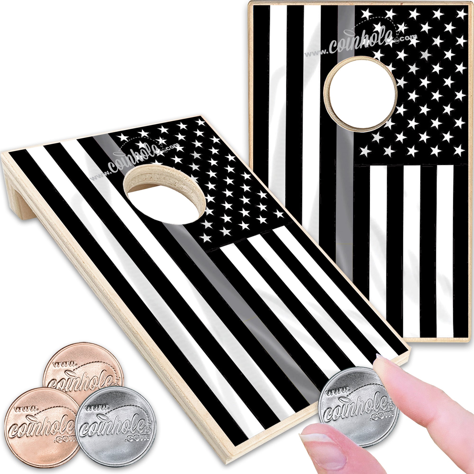Thin Silver Line Flag Coinhole®