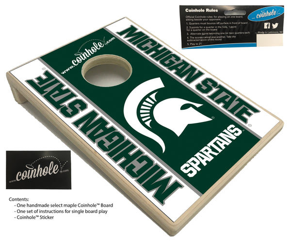 Michigan State Spartan Coinhole Board