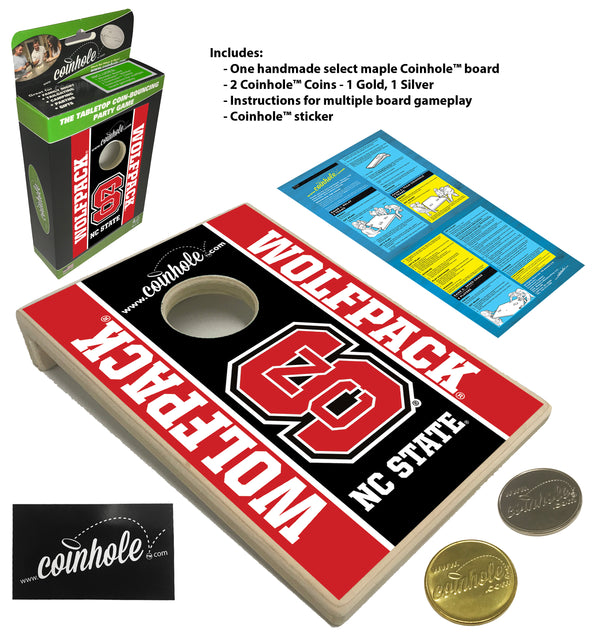 NC State Wolfpack Black Coinhole® Board