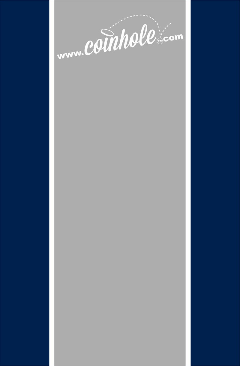 Navy, grey, and white racing stripe Coinhole® Tabletop Game Set
