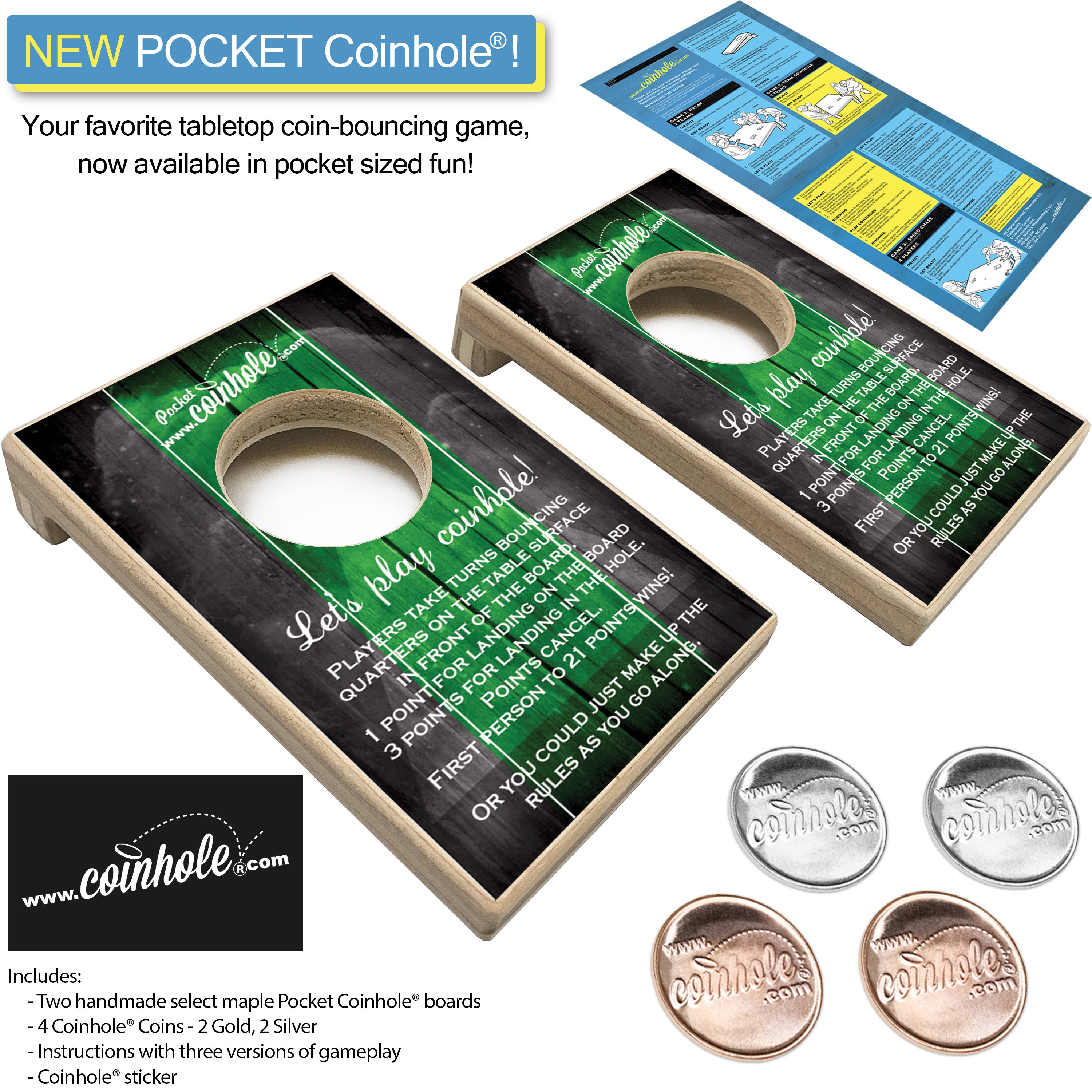 Green and Black Official POCKET Coinhole® (Closeout)