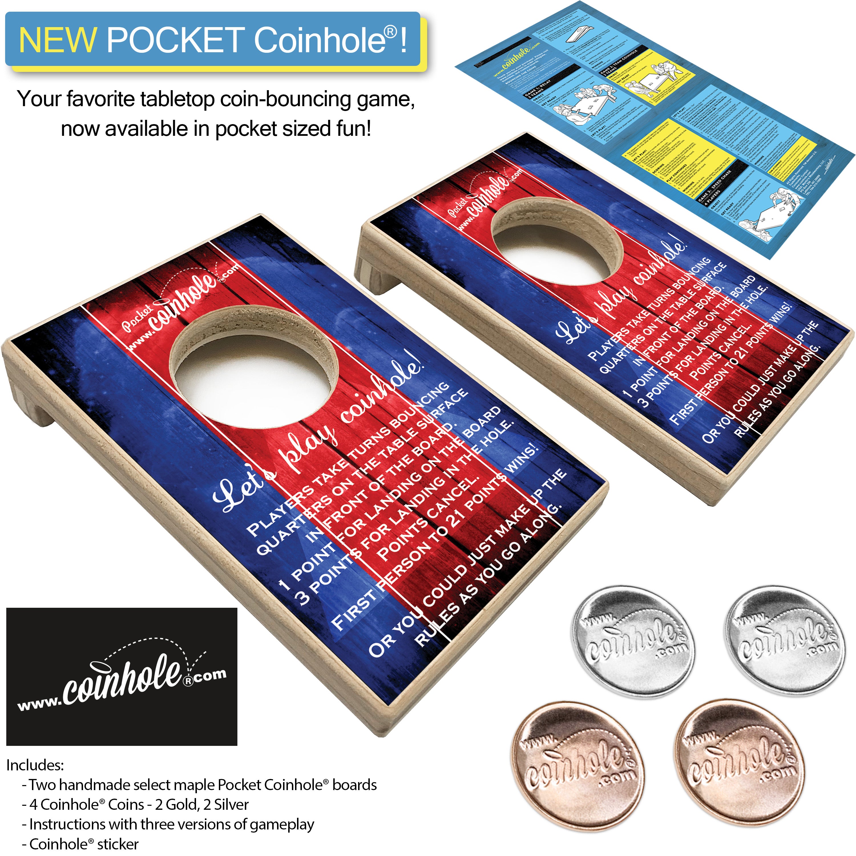 Red & Blue Official POCKET Coinhole® (Closeout)