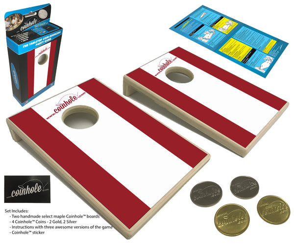 Crimson and White Coinhole® Tabletop Game Set