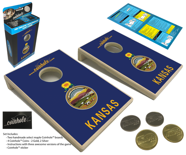 Kansas State Flag Coinhole® Tabletop Game Set
