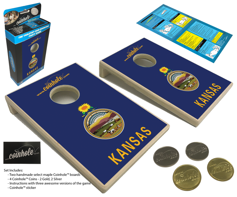 Kansas State Flag Coinhole® Tabletop Game Set