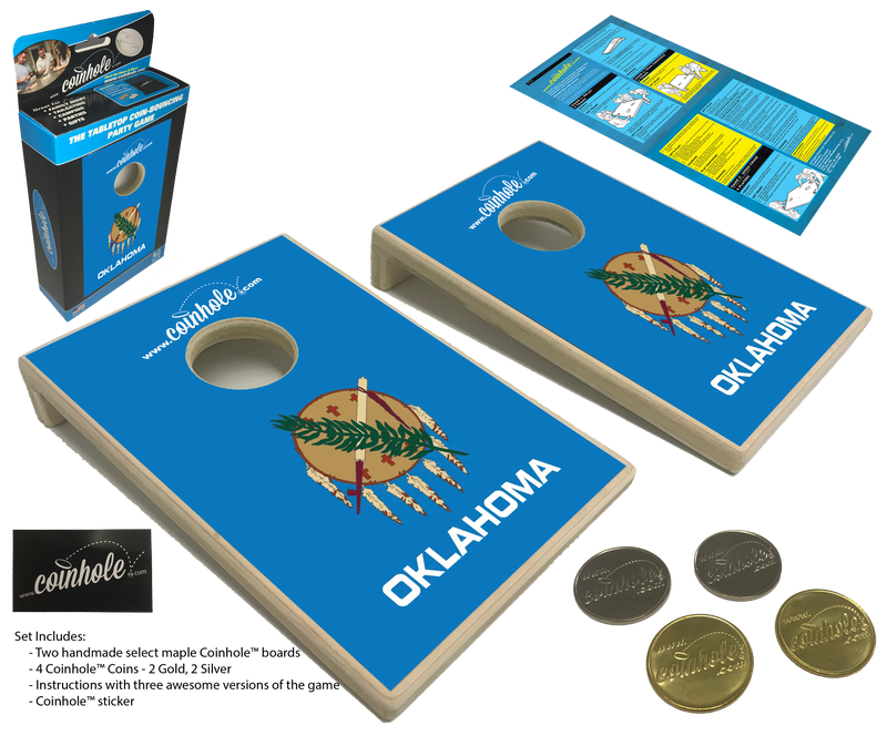 Oklahoma State Flag Coinhole® Tabletop Game Set