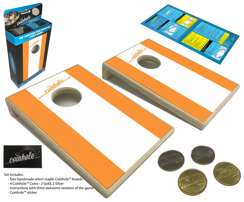 Orange and White Coinhole® Tabletop Game Set