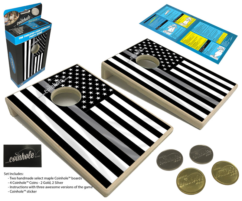 Thin Silver Line Flag Coinhole® Tabletop Game Set