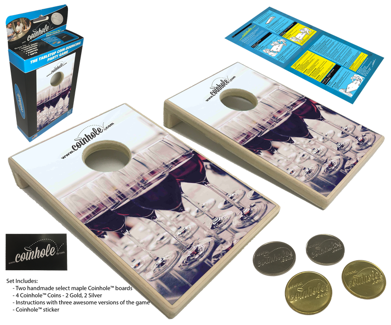 Red Wine Glass Inspired Coinhole® Tabletop Game Set