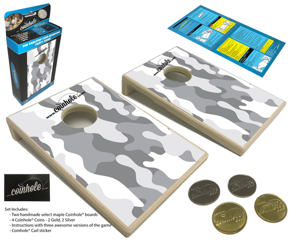 White Camo Coinhole® Tabletop Game Set