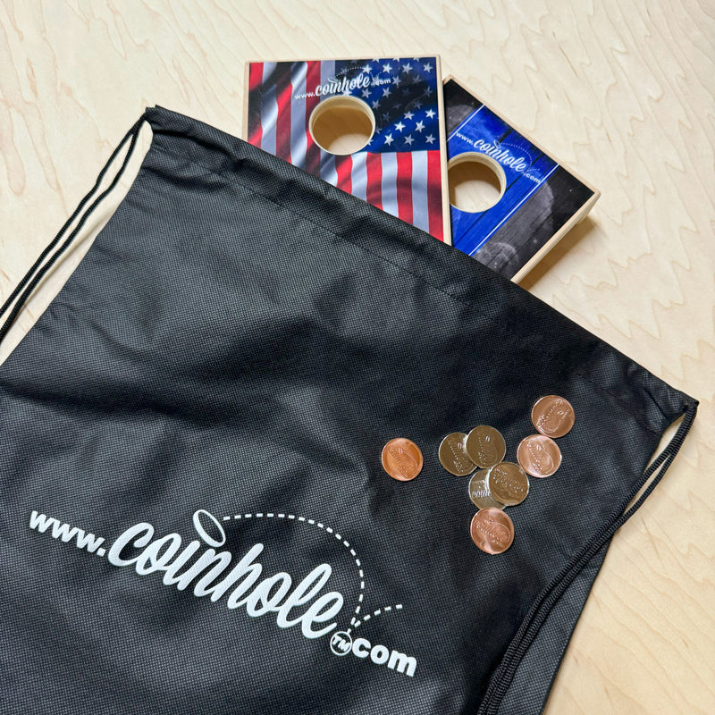 Coinhole® Essentials Pack - Carry Bag with 8-Piece Coin Set