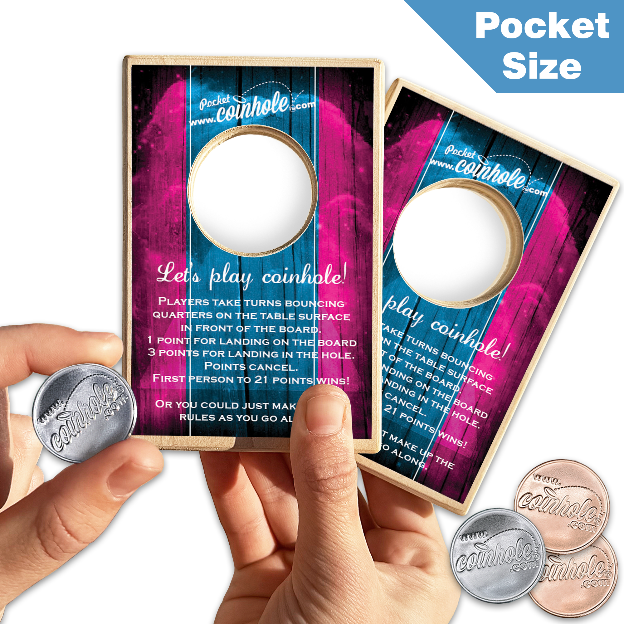 Blue and Pink Official POCKET Coinhole® (Closeout)
