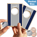 Navy, grey, and white racing stripe Coinhole®