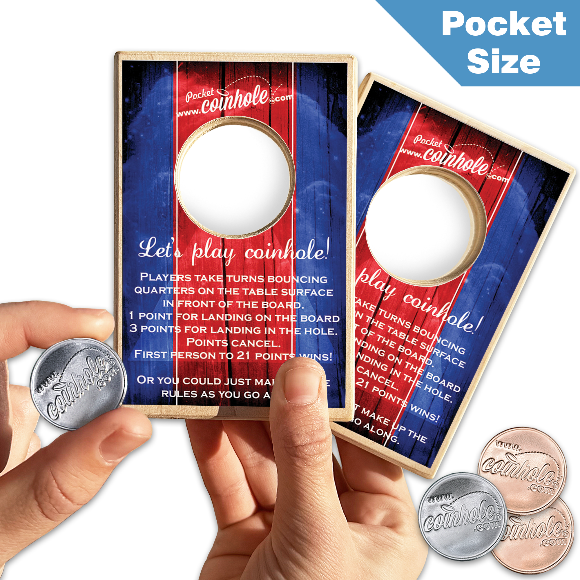 Red & Blue Official POCKET Coinhole® (Closeout)