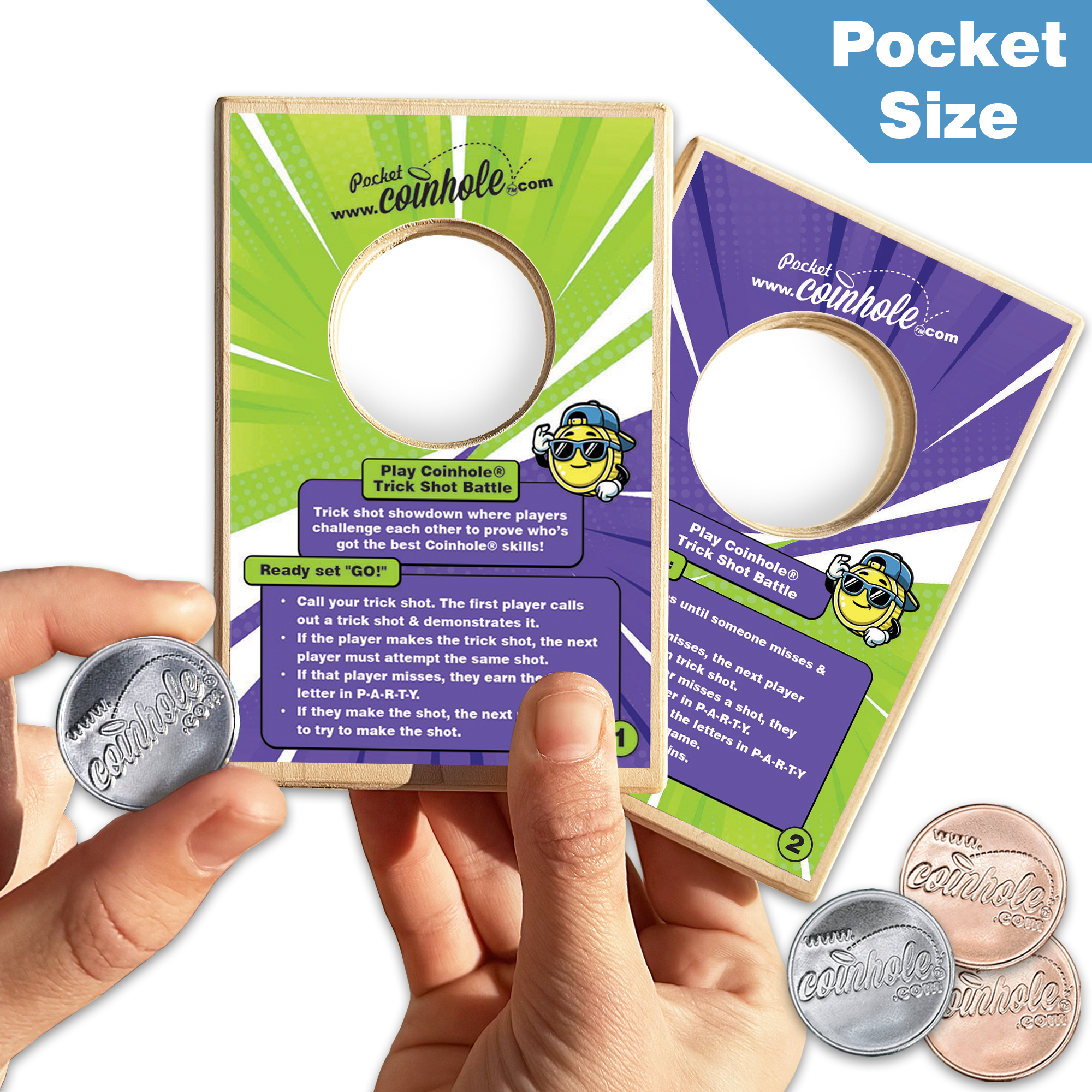 Official Trick Shot Battle Rules POCKET Coinhole®