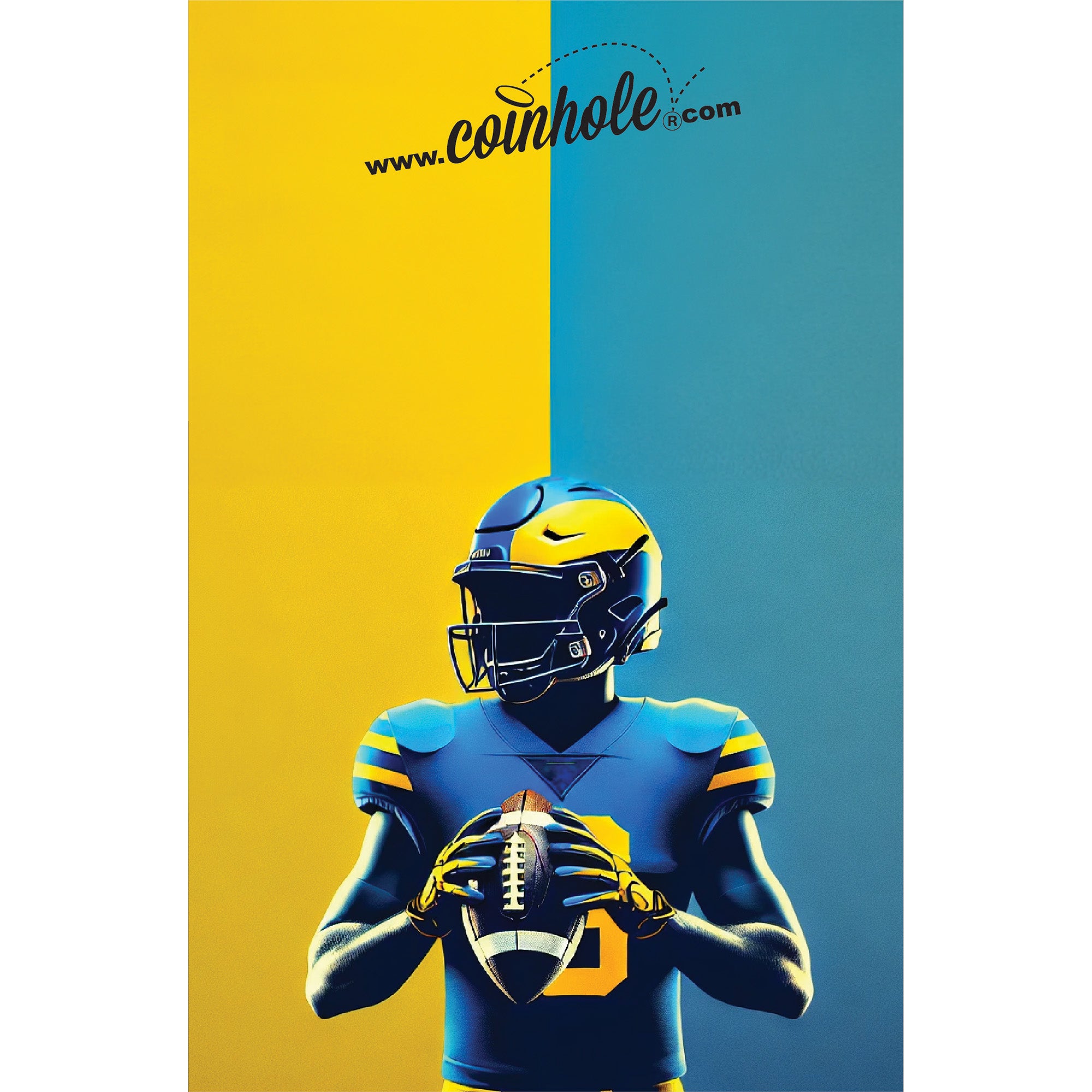 Blue & Yellow Football Player Coinhole®