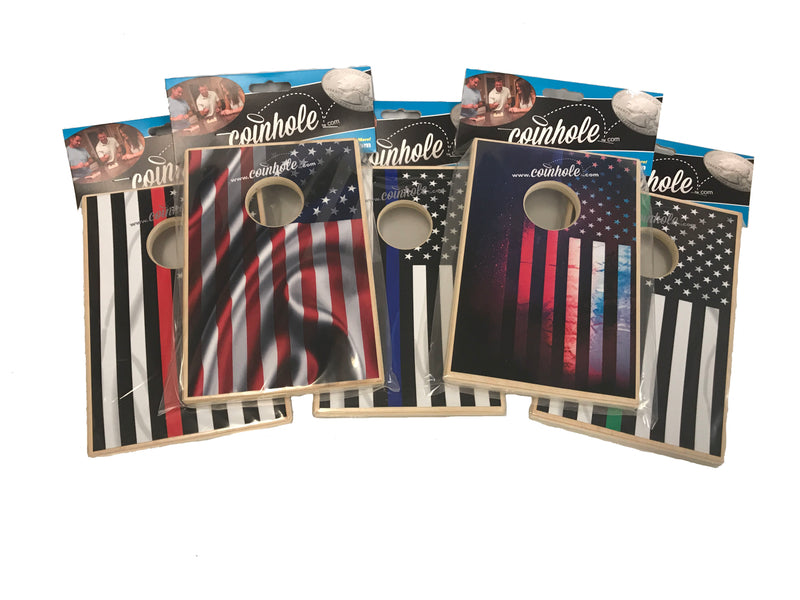 American Thin Line Flag Coinhole™ Combo Set: Buy 5 Get 1 set of coins, and a bag for FREE!