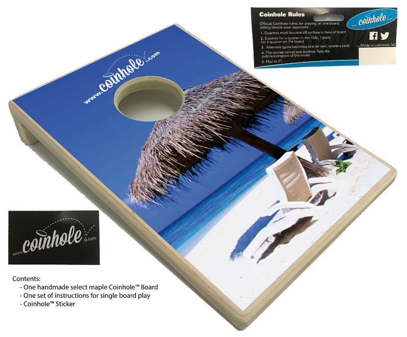 beach scene coinhole board