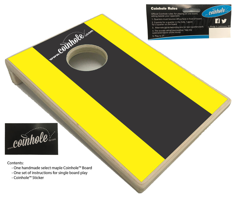 Yellow and Black Racing Stripe Coinhole™ Board