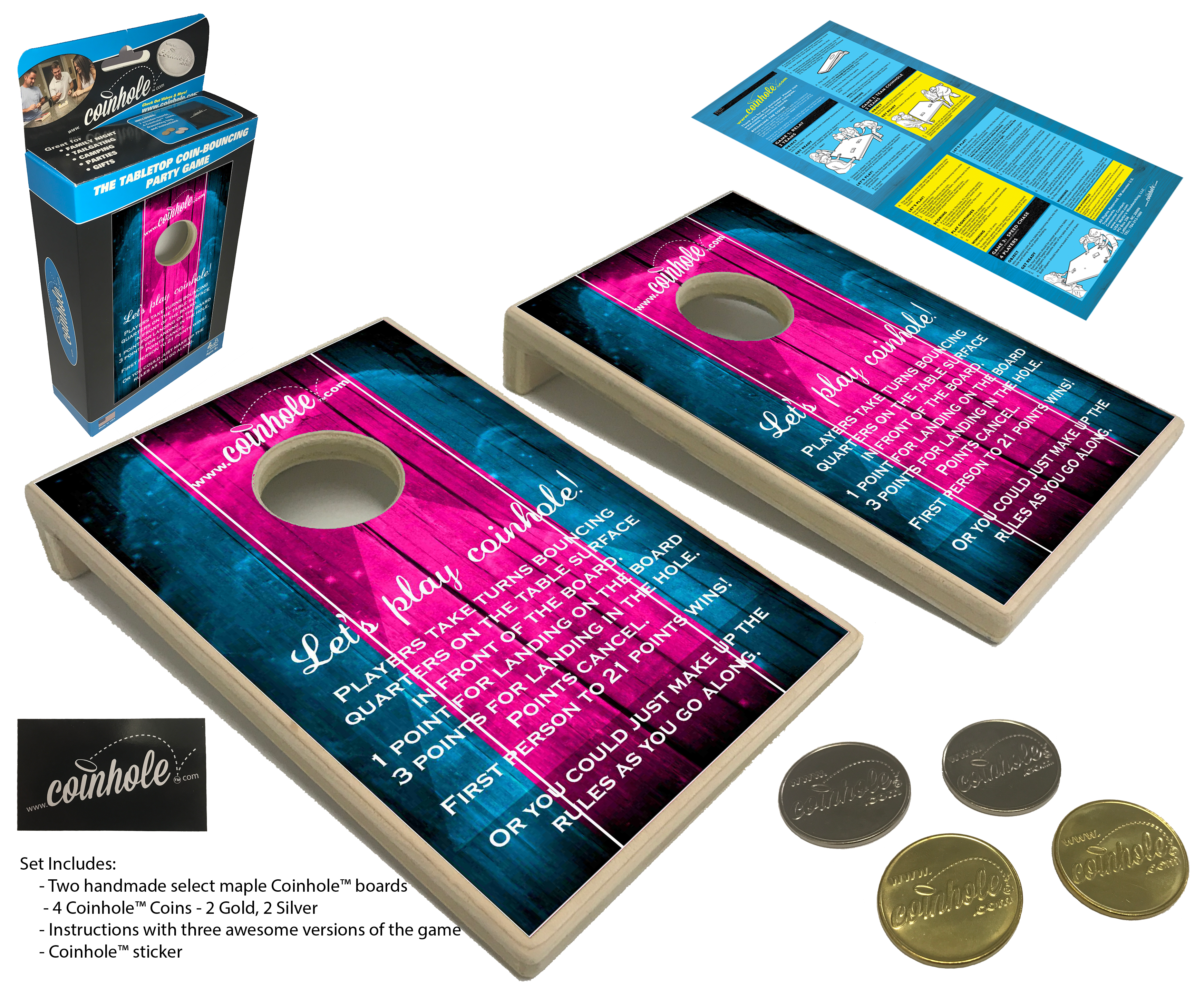 Blue and Pink Official Coinhole® Tabletop Game Set (Closeout)