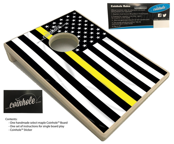 Yellow/Gold Thin Line Flag Coinhole™ Board