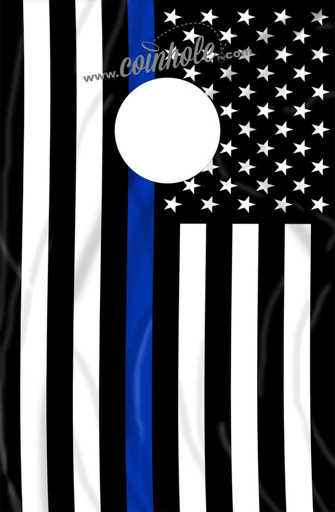 Thin Blue Line American Flag Coinhole Game Board